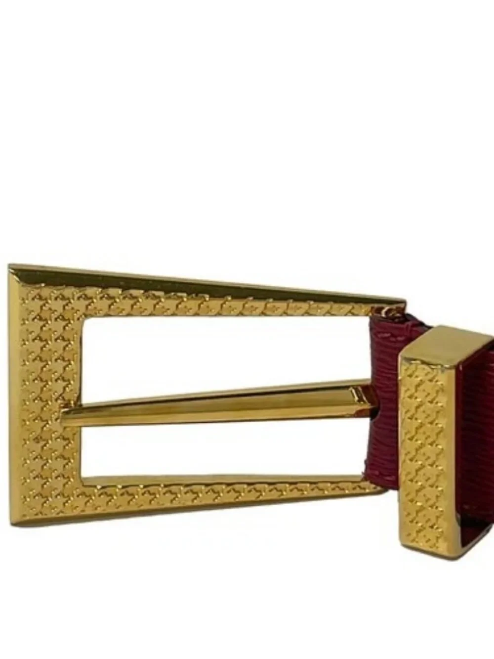 DIOR/ChristianDior Red Gold Leather Hardware Belt
